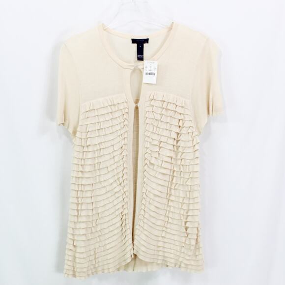 J. CREW Cream Tiered Ruffle Open Front Cardigan Top - Picture 2 of 9